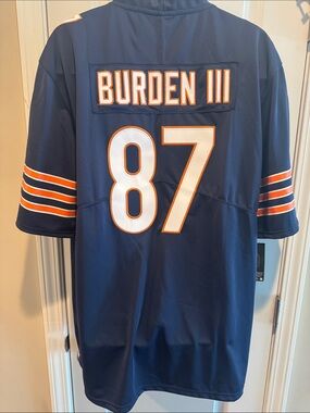 Chicago Bears #87 Burden III Navy Men’s Football Jersey